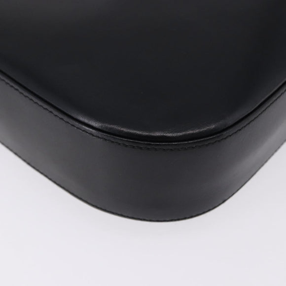 Salvatore Ferragamo Gancini Shoulder Bag Leather Black Gold Tone Auth ka5563