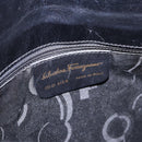Salvatore Ferragamo Gancini Shoulder Bag Leather Black Gold Tone Auth ka5563-12