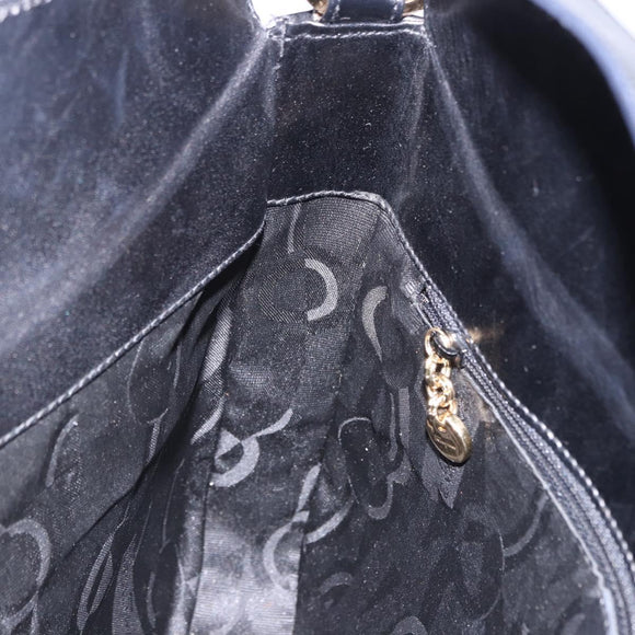 Salvatore Ferragamo Gancini Shoulder Bag Leather Black Gold Tone Auth ka5563