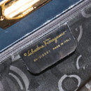 Salvatore Ferragamo Gancini Chain Shoulder Bag Leather Navy Gold Auth ka5564-12