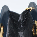 Salvatore Ferragamo Gancini Chain Shoulder Bag Leather Navy Gold Auth ka5564-18