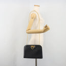 Salvatore Ferragamo Gancini Chain Shoulder Bag Leather Navy Gold Auth ka5564-21