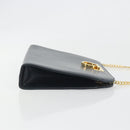 Salvatore Ferragamo Gancini Chain Shoulder Bag Leather Navy Gold Auth ka5564-3