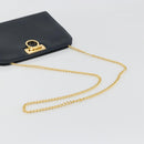 Salvatore Ferragamo Gancini Chain Shoulder Bag Leather Navy Gold Auth ka5564-7