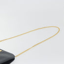 Salvatore Ferragamo Gancini Chain Shoulder Bag Leather Navy Gold Auth ka5564-8