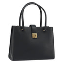 Salvatore Ferragamo Gancini Hand Bag Leather Black Gold Tone Auth ka5566A-1