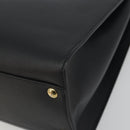 Salvatore Ferragamo Gancini Hand Bag Leather Black Gold Tone Auth ka5566A-10