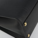 Salvatore Ferragamo Gancini Hand Bag Leather Black Gold Tone Auth ka5566A-11