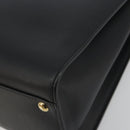 Salvatore Ferragamo Gancini Hand Bag Leather Black Gold Tone Auth ka5566A-12
