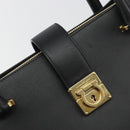 Salvatore Ferragamo Gancini Hand Bag Leather Black Gold Tone Auth ka5566A-14