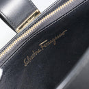 Salvatore Ferragamo Gancini Hand Bag Leather Black Gold Tone Auth ka5566A-15