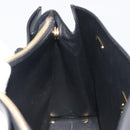 Salvatore Ferragamo Gancini Hand Bag Leather Black Gold Tone Auth ka5566A-18