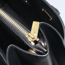 Salvatore Ferragamo Gancini Hand Bag Leather Black Gold Tone Auth ka5566A-19