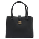 Salvatore Ferragamo Gancini Hand Bag Leather Black Gold Tone Auth ka5566A-2