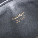 Salvatore Ferragamo Gancini Hand Bag Leather Black Gold Tone Auth ka5566A-22