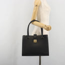 Salvatore Ferragamo Gancini Hand Bag Leather Black Gold Tone Auth ka5566A-23