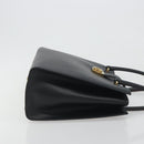 Salvatore Ferragamo Gancini Hand Bag Leather Black Gold Tone Auth ka5566A-4