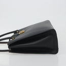 Salvatore Ferragamo Gancini Hand Bag Leather Black Gold Tone Auth ka5566A-5