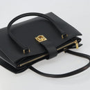Salvatore Ferragamo Gancini Hand Bag Leather Black Gold Tone Auth ka5566A-6