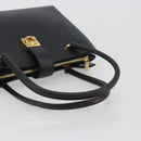 Salvatore Ferragamo Gancini Hand Bag Leather Black Gold Tone Auth ka5566A-7