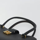 Salvatore Ferragamo Gancini Hand Bag Leather Black Gold Tone Auth ka5566A-8