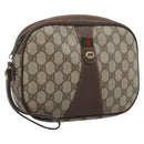 GUCCI GG Supreme Web Sherry Line Clutch Bag PVC Beige 156 01 034 Auth ka5569-1