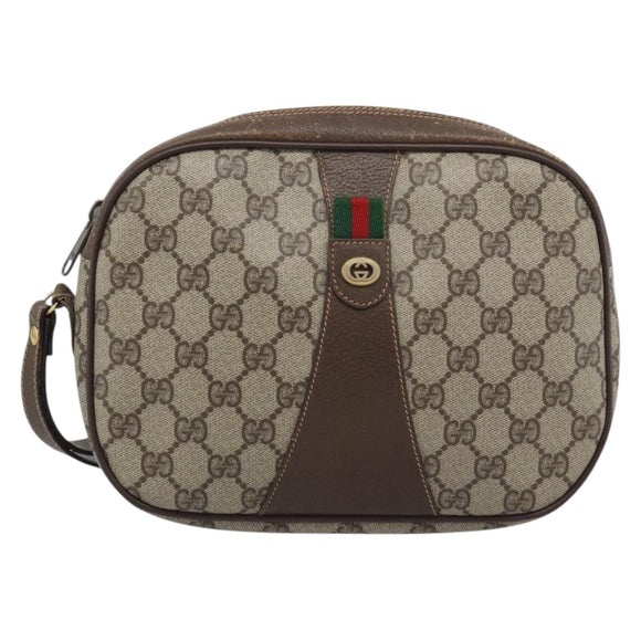 GUCCI GG Supreme Web Sherry Line Clutch Bag PVC Beige 156 01 034 Auth ka5569