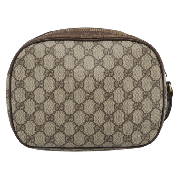 GUCCI GG Supreme Web Sherry Line Clutch Bag PVC Beige 156 01 034 Auth ka5569