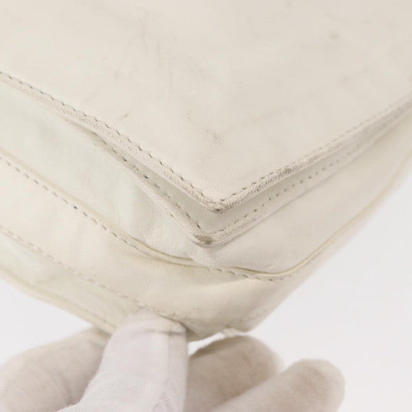 LOEWE Shoulder Bag Leather White Gold Auth ka557