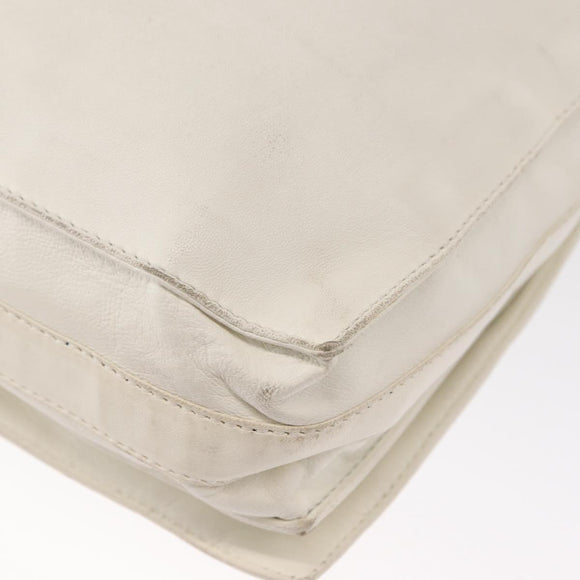 LOEWE Shoulder Bag Leather White Gold Auth ka557