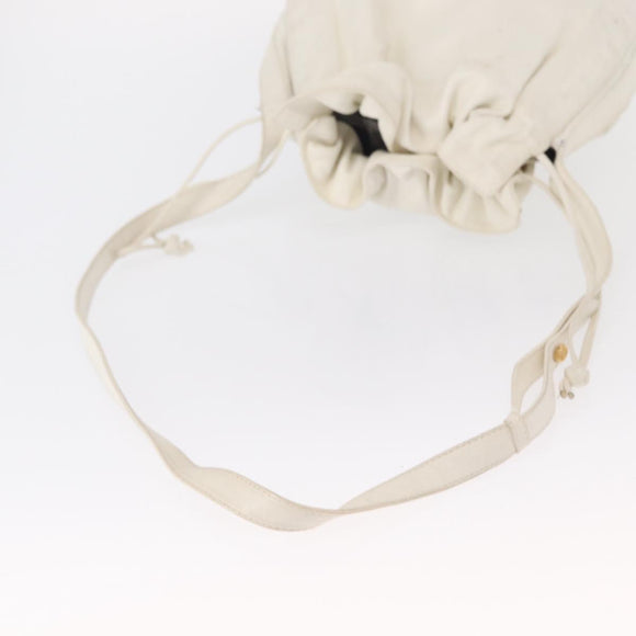 LOEWE Shoulder Bag Leather White Gold Auth ka557