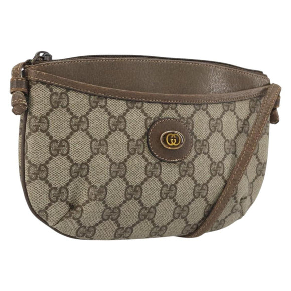 GUCCI GG Supreme Shoulder Bag PVC Leather Beige 904 02 020 Auth ka5570