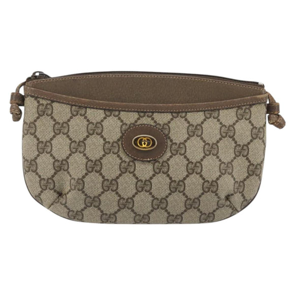 GUCCI GG Supreme Shoulder Bag PVC Leather Beige 904 02 020 Auth ka5570