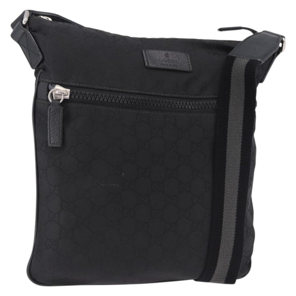 GUCCI GG Canvas Shoulder Bag Black Silver 509639 Auth ka5571