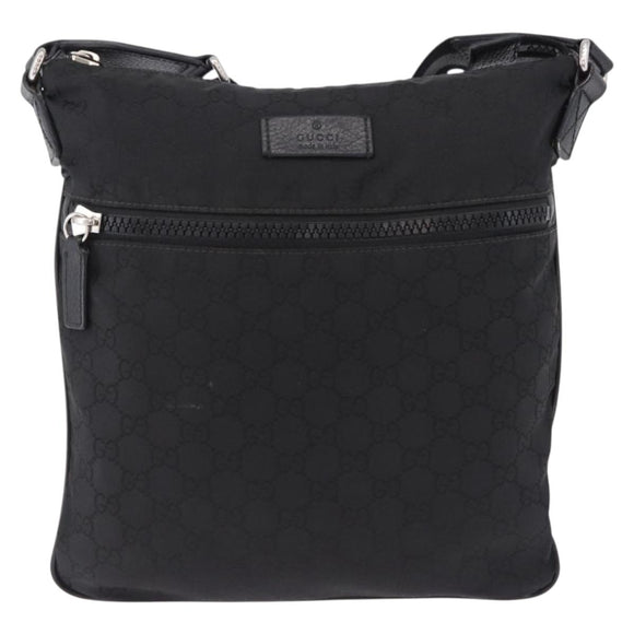 GUCCI GG Canvas Shoulder Bag Black Silver 509639 Auth ka5571