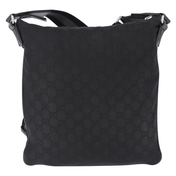 GUCCI GG Canvas Shoulder Bag Black Silver 509639 Auth ka5571