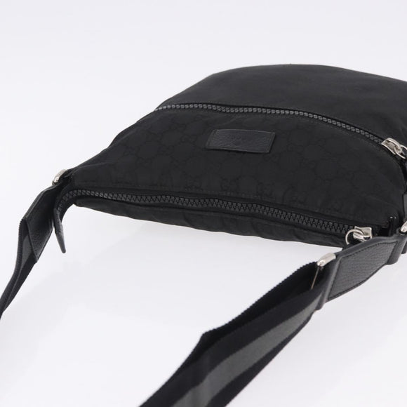 GUCCI GG Canvas Shoulder Bag Black Silver 509639 Auth ka5571
