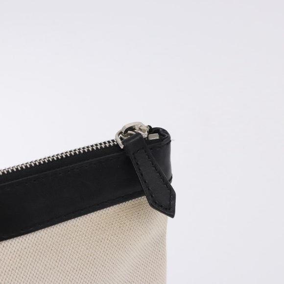 BALENCIAGA Navy Clip M Clutch Bag Canvas White Black 373834 Auth ka5572