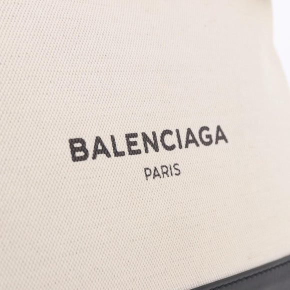 BALENCIAGA Navy Clip M Clutch Bag Canvas White Black 373834 Auth ka5572