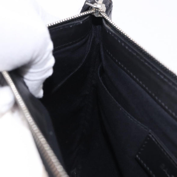 BALENCIAGA Navy Clip M Clutch Bag Canvas White Black 373834 Auth ka5572