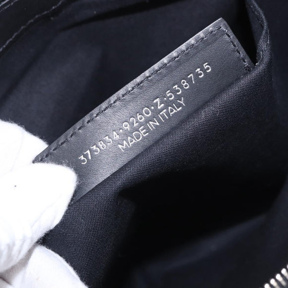 BALENCIAGA Navy Clip M Clutch Bag Canvas White Black 373834 Auth ka5572