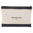 BALENCIAGA Navy Clip M Clutch Bag Canvas White Black 373834 Auth ka5572-13