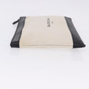 BALENCIAGA Navy Clip M Clutch Bag Canvas White Black 373834 Auth ka5572-4