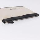 BALENCIAGA Navy Clip M Clutch Bag Canvas White Black 373834 Auth ka5572-5