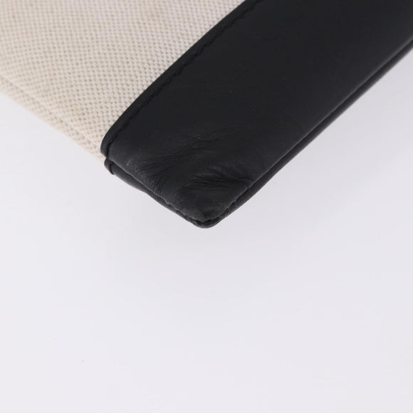 BALENCIAGA Navy Clip M Clutch Bag Canvas White Black 373834 Auth ka5572