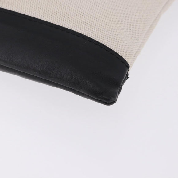 BALENCIAGA Navy Clip M Clutch Bag Canvas White Black 373834 Auth ka5572