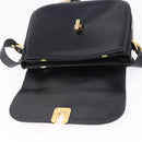 CELINE Horse Carriage Shoulder Bag Leather Black Gold Tone Auth ka5574-10