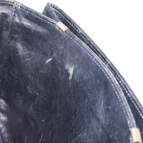 CELINE Horse Carriage Shoulder Bag Leather Black Gold Tone Auth ka5574