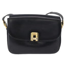 CELINE Horse Carriage Shoulder Bag Leather Black Gold Tone Auth ka5574-13