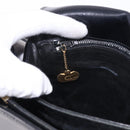 CELINE Horse Carriage Shoulder Bag Leather Black Gold Tone Auth ka5574-23